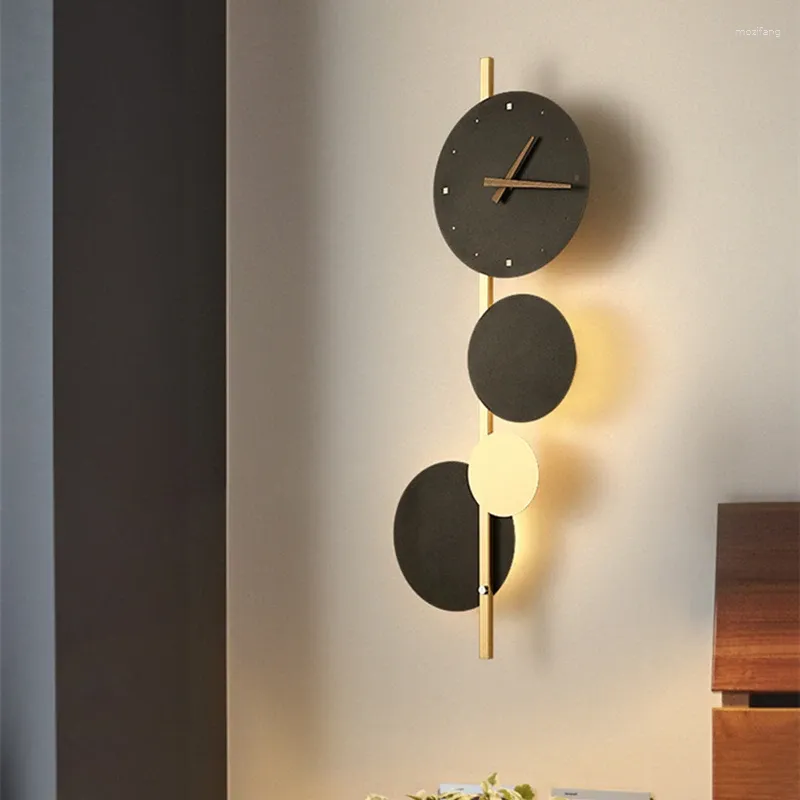 Wall Lamp Nordic Creative Acrylic Black Gold LED Clock Light Bedroom Dining Room Living Lighting Fixtures Drop