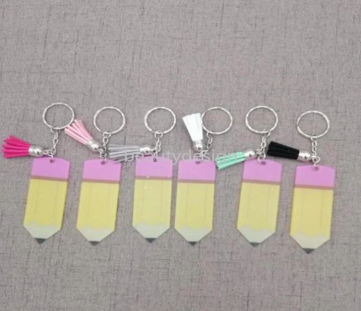 Kreativer Lehrertags-Schlüsselanhänger, modischer Acryl-Bleistift-Anhänger, Schlüsselanhänger, personalisierbar mit kleiner Quaste, Schlüsselanhänger, Festival, Party 8595073