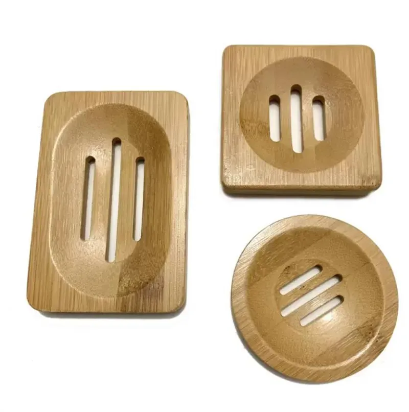 3 Styles Natural Bamboo Soap Dishes Tray Holder Storage Soap Rack Plate Box Container Portable Bathroom Soaps Dish