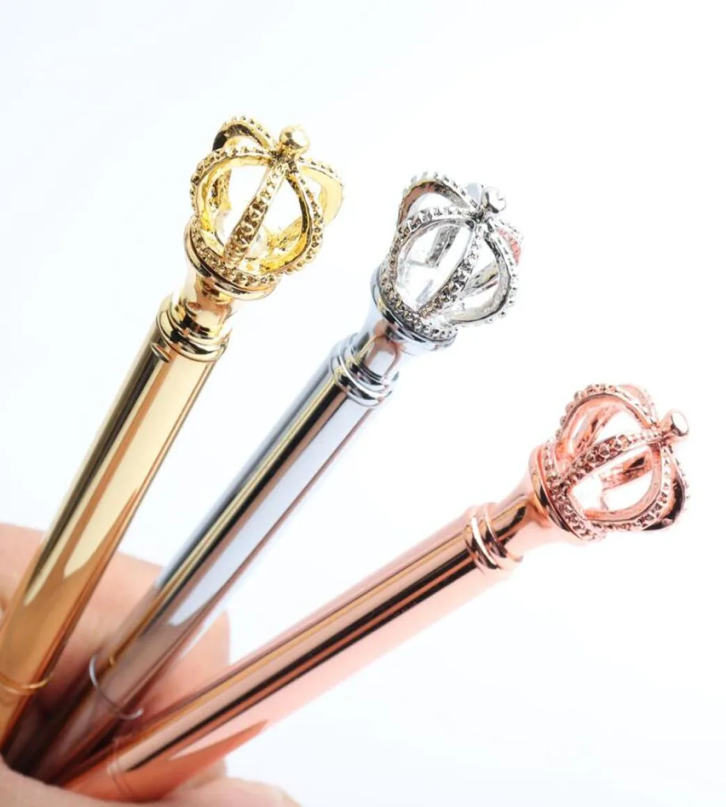 Diamond Crown Pendant Metal Pen Ballpoint Pen Advertising Pen Custom Logo Stationery Whole School Supplies Lettering Engraved 6481021