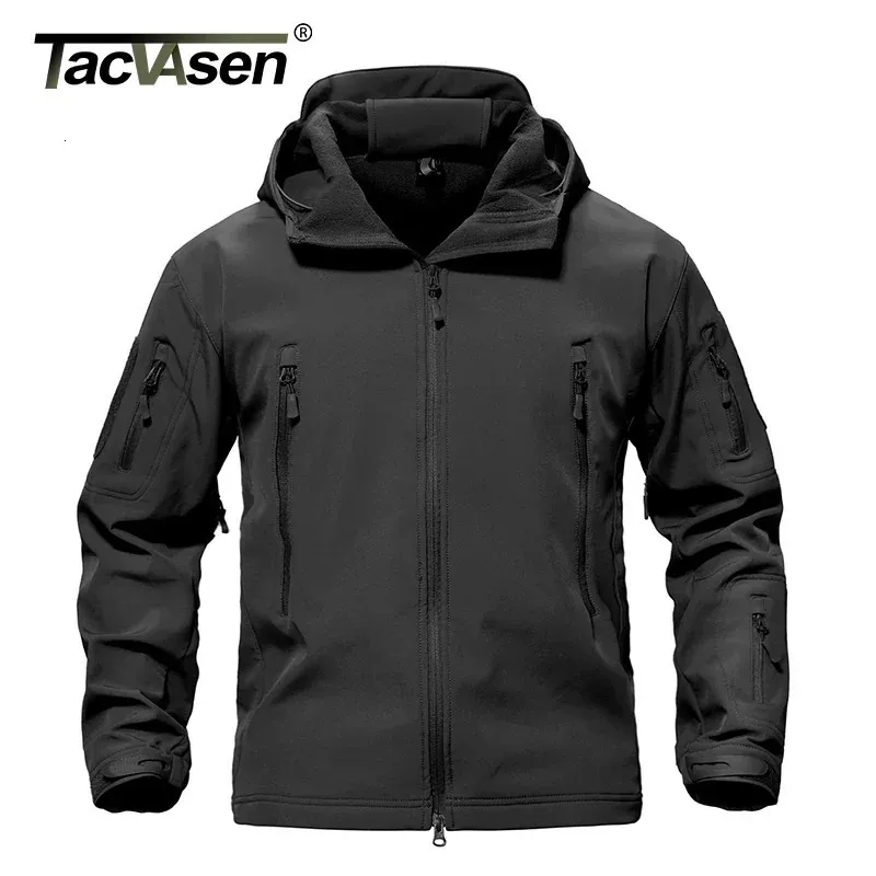 TACVASEN Solide Wasserdichte Fleece Gefüttert Jacke Herren Taktische Softshell Outwear Mantel Windjacke Outdoor Warme Kleidung Männer 240110