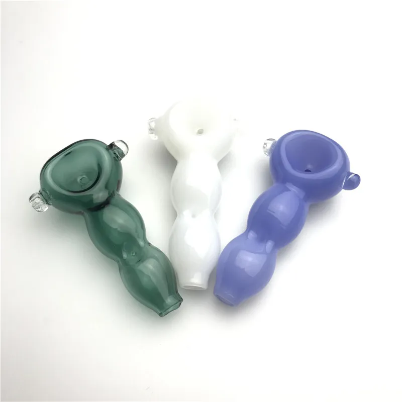 Colorful Mini Glass Pipe with 3 Inch 25mm Bowl Green Blue Thick Pyrex Colorful Heady Glass Smoking Hand Tobacco Pipes