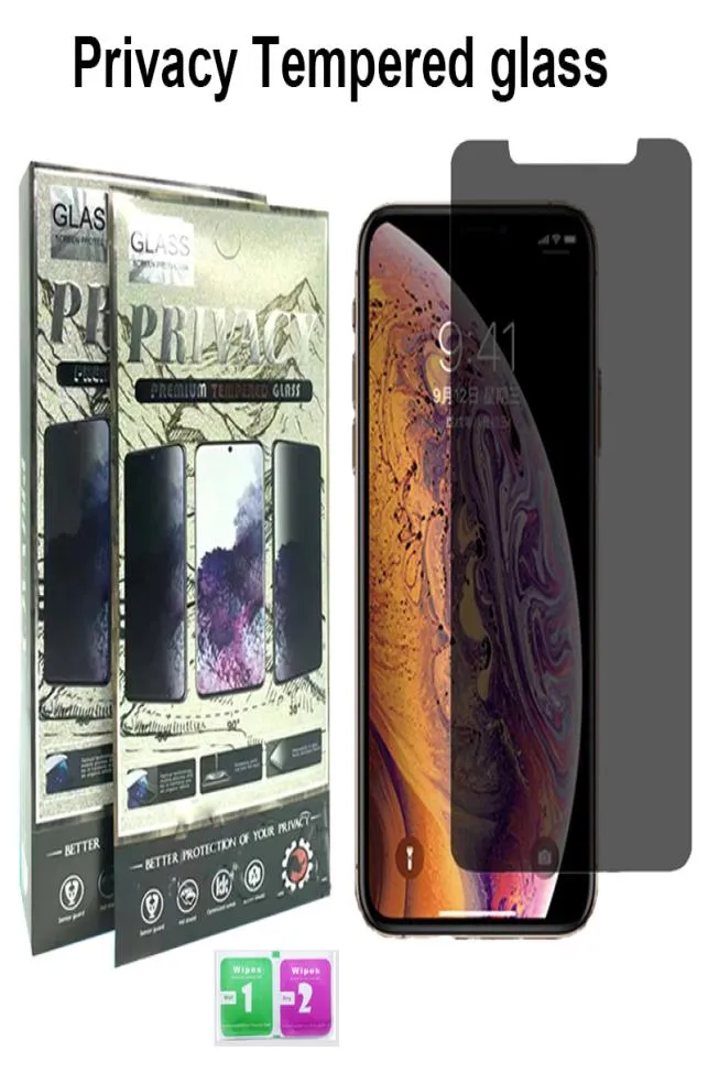 Закаленное стекло AntiSpy для iPhone 13 12 11 Pro X XS MAX XR 6 7 Plus 8 Защитная пленка для экрана конфиденциальности в розничной упаковке7258917