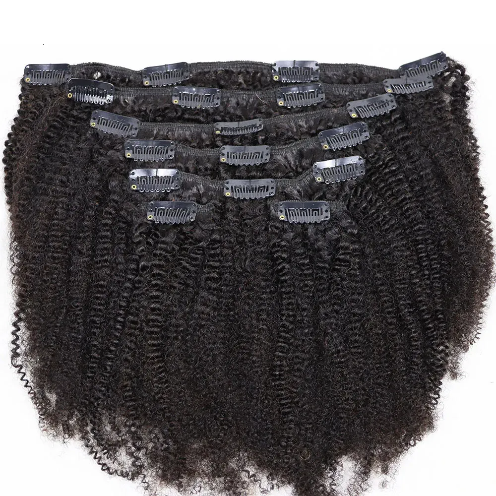 4C Clip Virgin Human Hair Poledle Obcisłe małe afro perwersy Curly 120 gram w African Black Women 240110