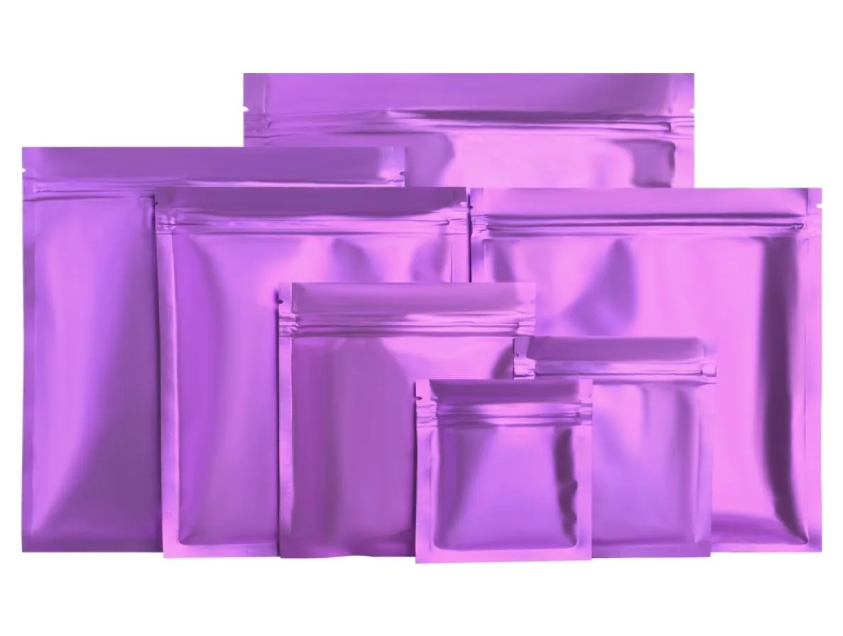 Sacs d'emballage de joint de fermeture à glissière de papier d'aluminium de fond plat violet mat plusieurs tailles pochettes d'emballage anti-odeur d'aliments secs pour animaux de compagnie Re8196257