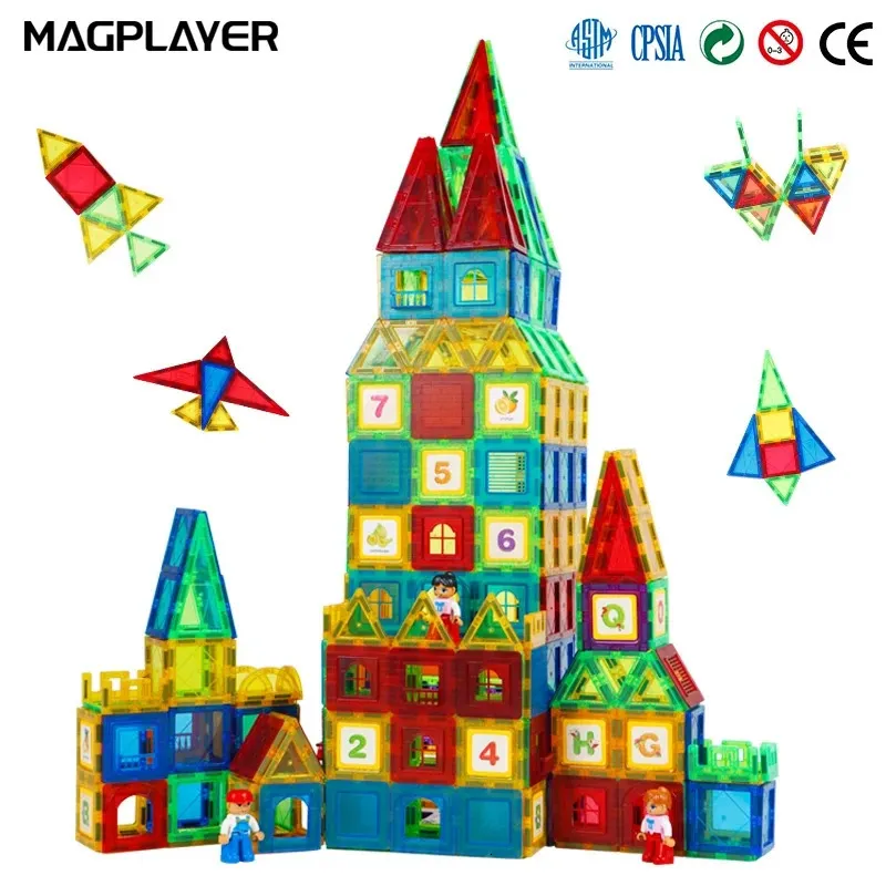 Magnetic Building Blocks Construction Set Children Toy Magnet Block Tiles Montessori Educational Toys For Kids Boys Girls Gifts 240110