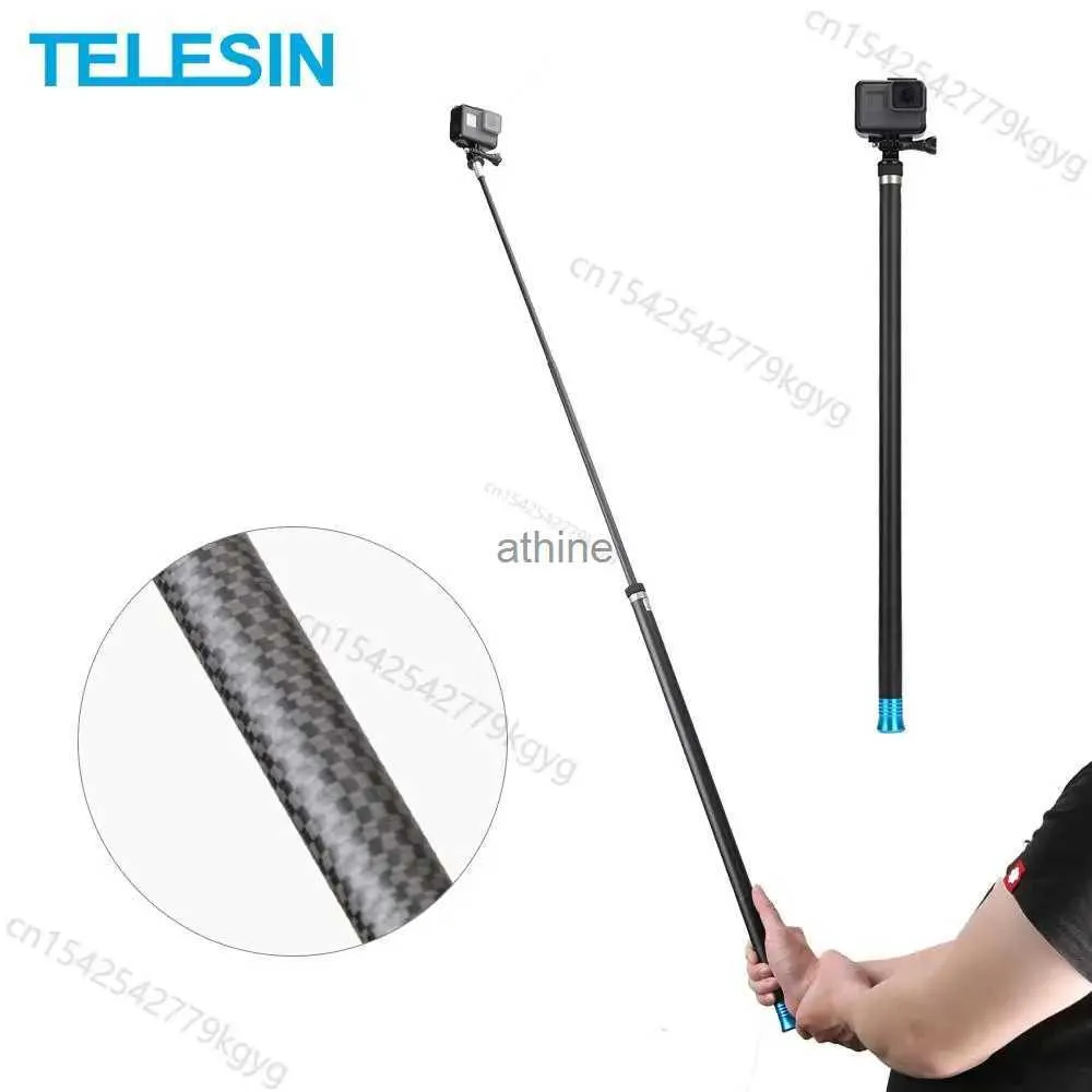 Selfie-Einbeinstative TELESIN 106 Kohlefaser-Handheld-Selfie-Stick ausziehbarer Stangen-Einbeinstativ für Hero 10 9 8 7 6 5 4 Osmo Action-Kamera YQ240110