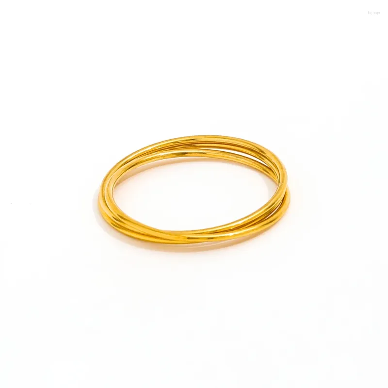 Cluster-Ringe Joolim Schmuck Plain PVD Großhandel wasserdichttarnish frei Mode Triple Edelstahl Ring für Frauen