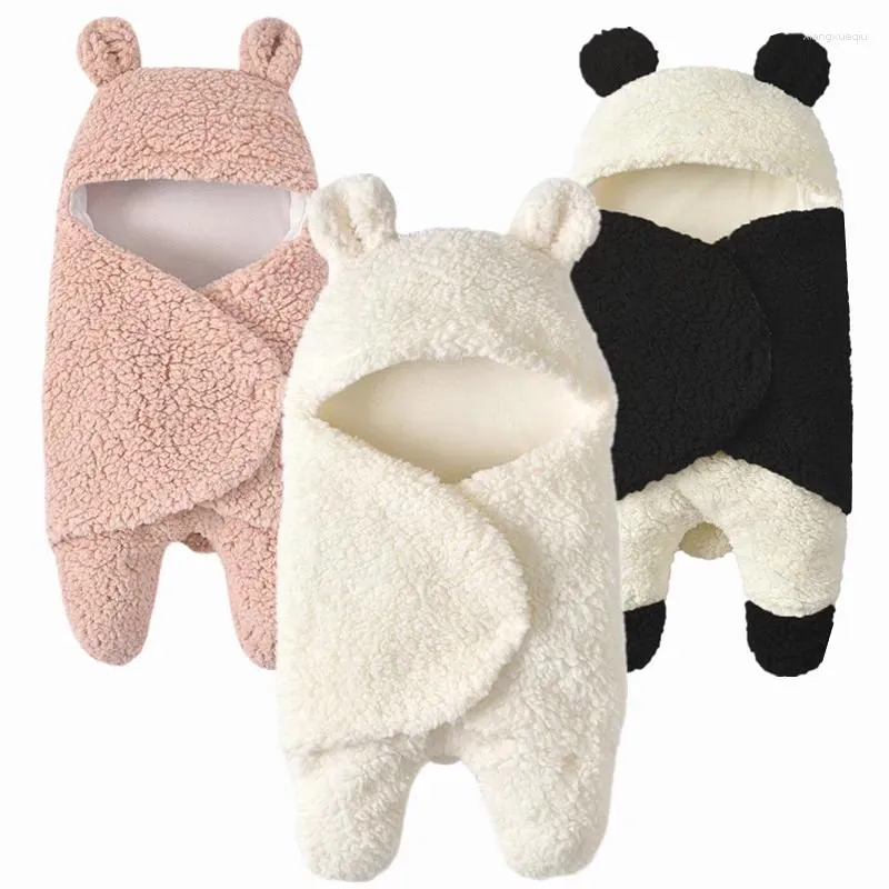 Cobertores grosso quente de pelúcia bebê swaddle desenhos animados panda modelagem nascido dormir envoltório cobertor pogal prop para bebês meninos meninas