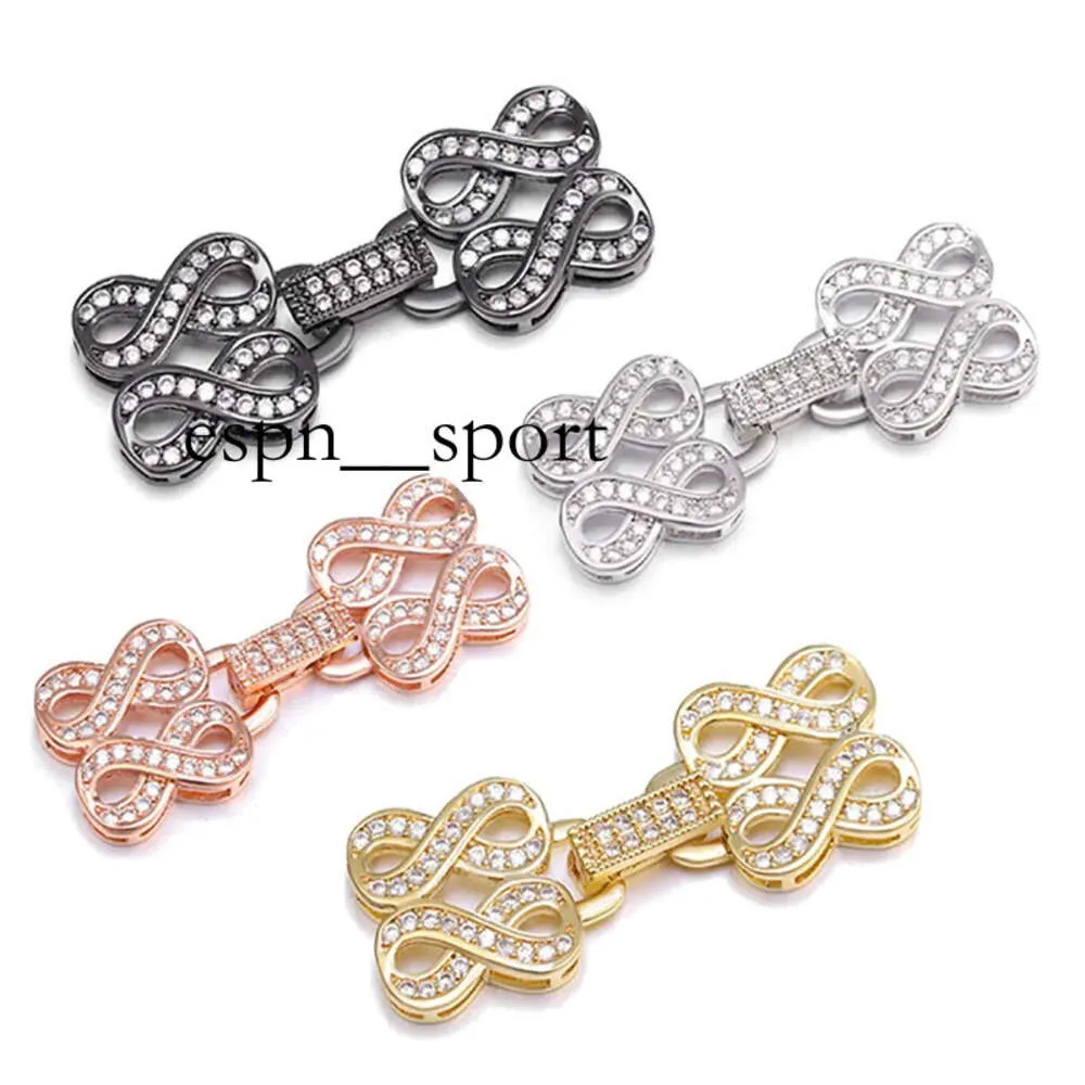 espnsport Riversr CZ Micro Pave Connecting Buckle White Pink Yellow Gun Black Figure Eight Shape Copper Zircon Pendant Connectors DIY Jewelry Findings Wholesale