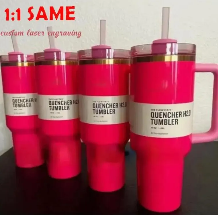 New DHL ship Quencher H2.0 40oz Stainless Steel Tumblers Cups With Silicone Handle Lid and Straw 2nd Generation Car Mugs Vacuum Insulated Water Bottles