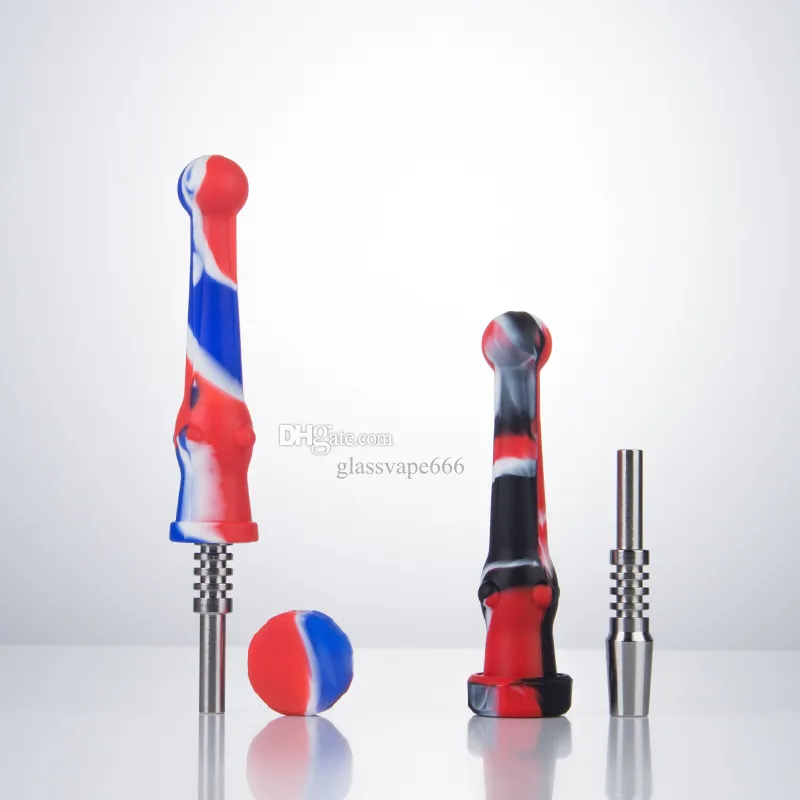 Glassvape666 SI003 Pipe à fumer en silicone avec capuchon 14 mm Clou à quartz en céramique Coloré Dab Rigs Tuyaux à main en silicone