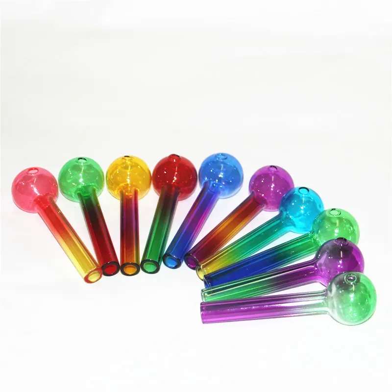 Premium Thick Pyrex Burner Pipe 10cm 4IN Colorful Glass Tube Wax Oil Burner Smoking Hand Water Pipes