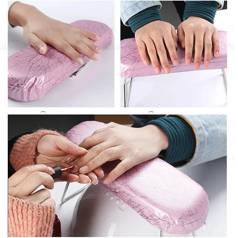 Nail Art Hand Pillow Leather Arm Rest Cushion Support Hand Holder Soft Washable Leather Pillow For Nail Lamp Manicure Tools 240109