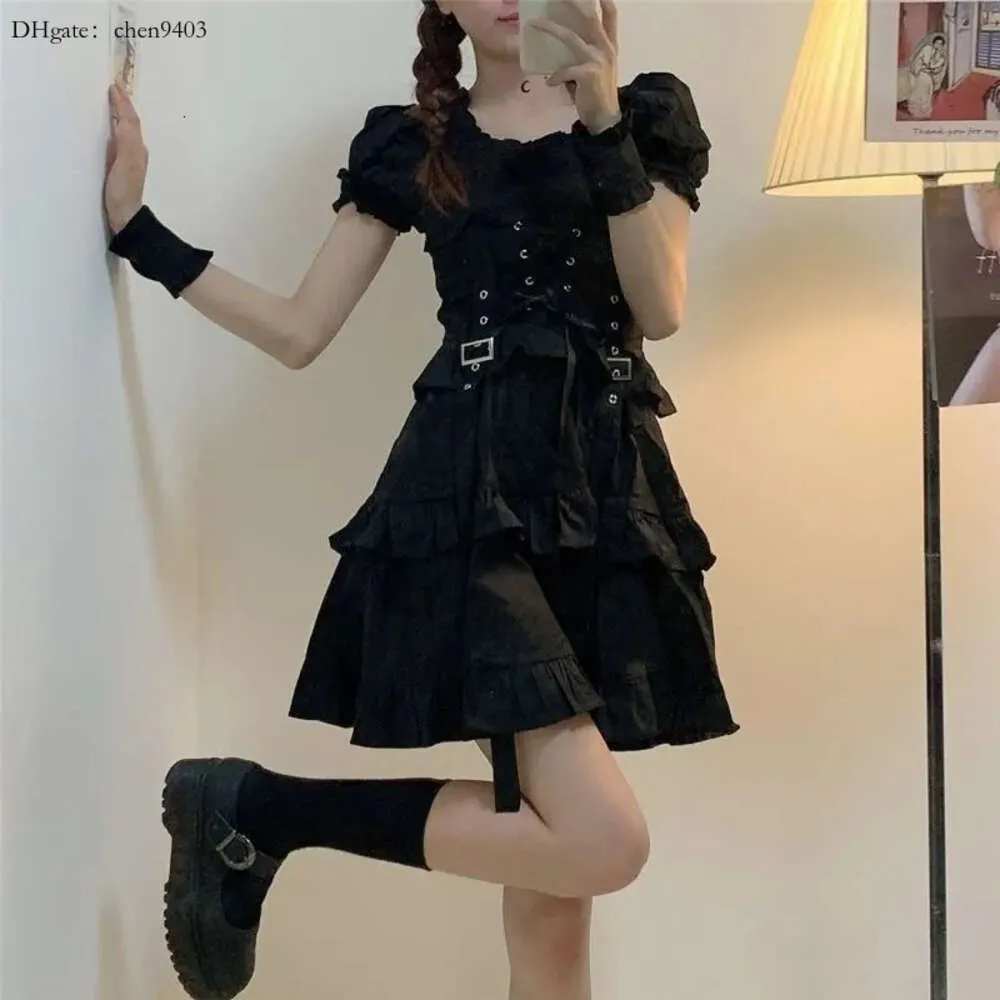 Lolita feminina qweek vestido gótico gótico punk gótico harajuku shopping goth estilo bandagem vestido preto emo roupas vestido primavera 2021 210316