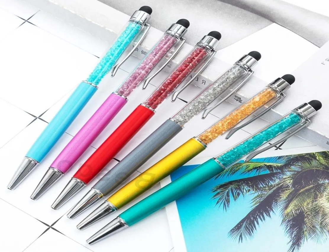 Fine Crystal Ballpoint Pen 1mm Fashion Creative Stylus Touch Pen Writing Stationery Office School Ballpen Black Ballpoint Pens3040441