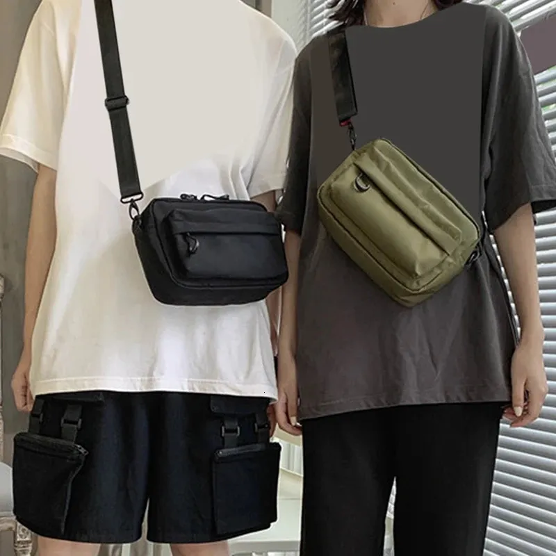 Casual Men Shoulder Messenger Bag Nylon Cell Phone Unisex Crossbody Pack Travel Waist Chest Pouch Backpack 240110