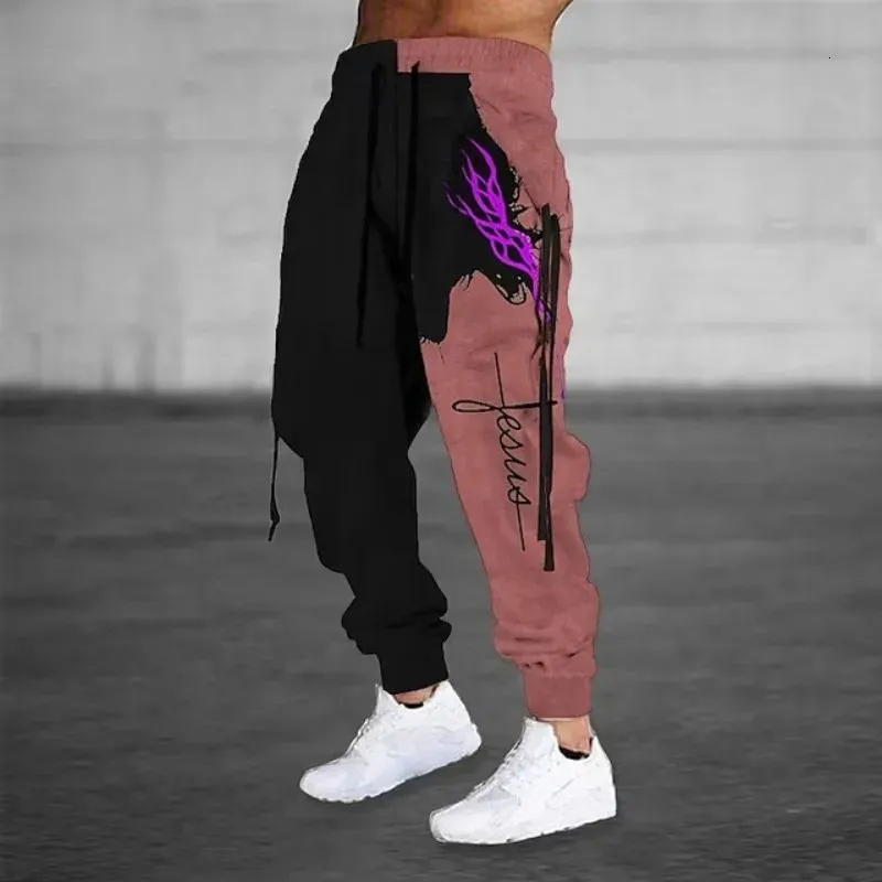 Men Sweatpants Jogger Masculina Drawstring Elastic Waist 3D Printed Graphic Comfort Breathable Sports Streetwear Designer 240109