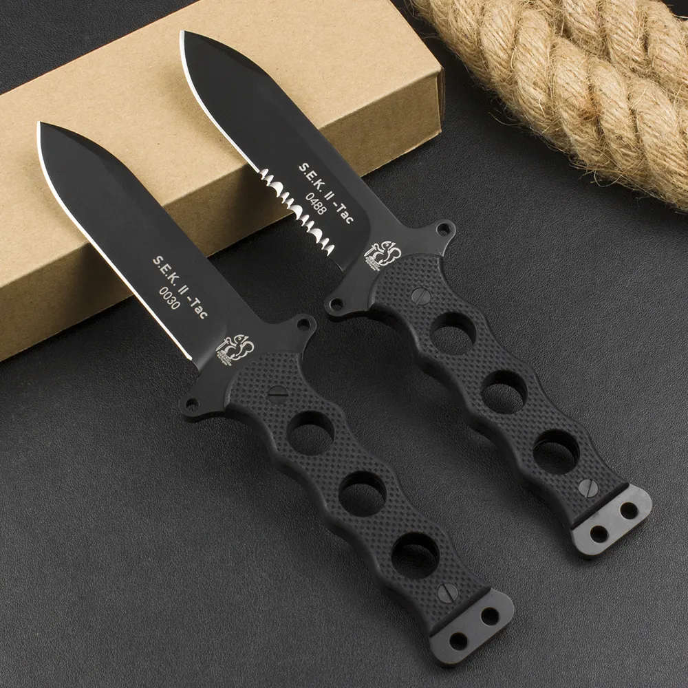 Offre spéciale Couteau tactique à lame fixe Soling DC53 Lame de revêtement en titane noir Full Tang G10 Poignée Couteaux droits extérieurs avec Kydex