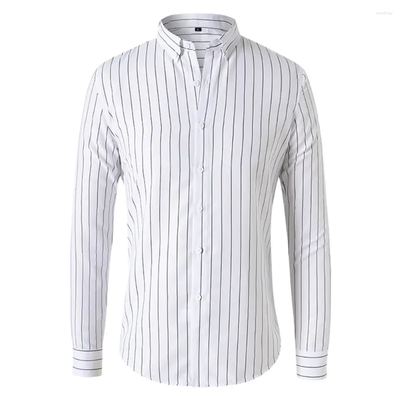 Men's Dress Shirts Classic Lapel Shirt For Men Casual Striped Top Long Sleeve Button Blouse Stylish And Comfortable Sizes M 3XL