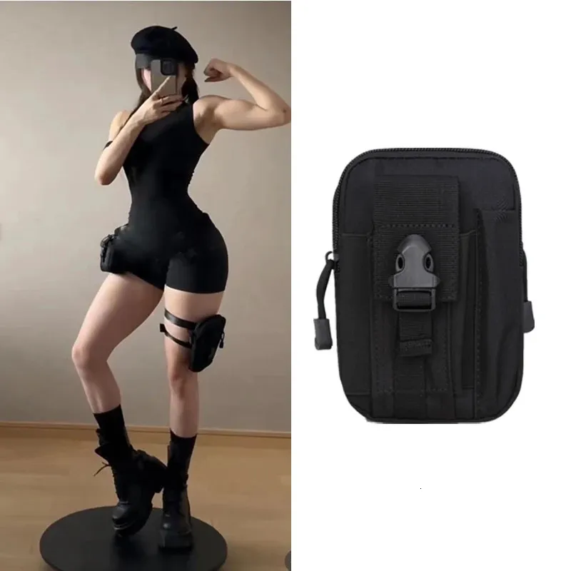 Moda ins na moda elegante mulheres cintura perna nylony legal menina saco fanny pacote para caminhadas ao ar livre motocicleta cintura saco 2024 240109