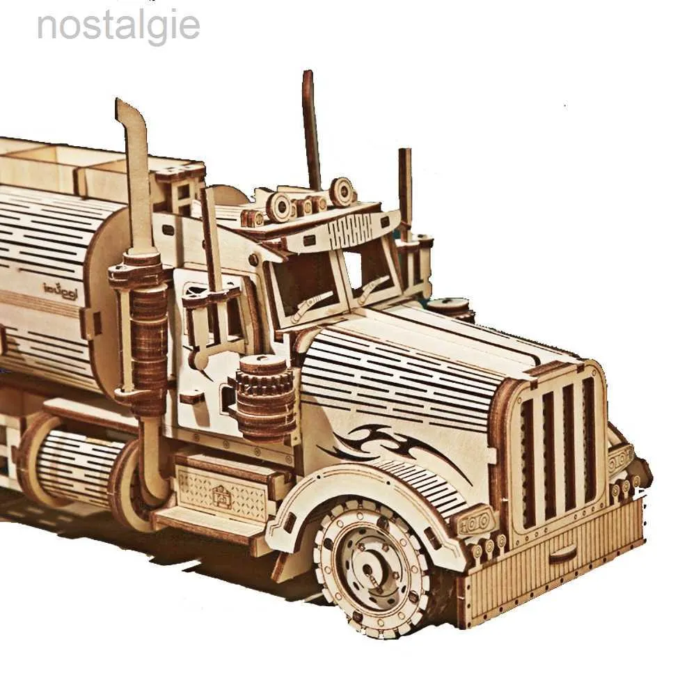 Blocks 3D Wood Tanker Puzzles Model Toys Kids Buiding Blocks Construction Jigsaw DIY Movable Craft Laser Cutting Truck for Adults Gift 240401