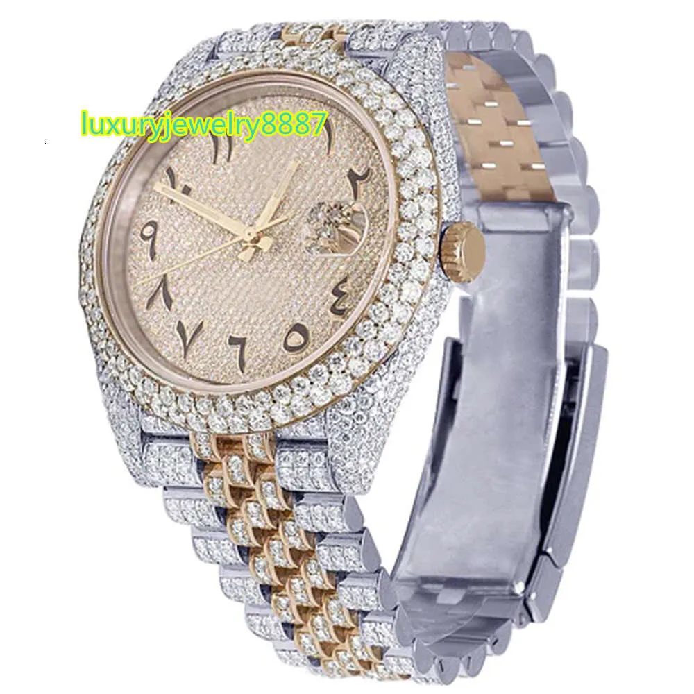 Niestandardowe mrożone z certyfikatem VVS GRA Studded Moissanite Brand Mechanical Watch