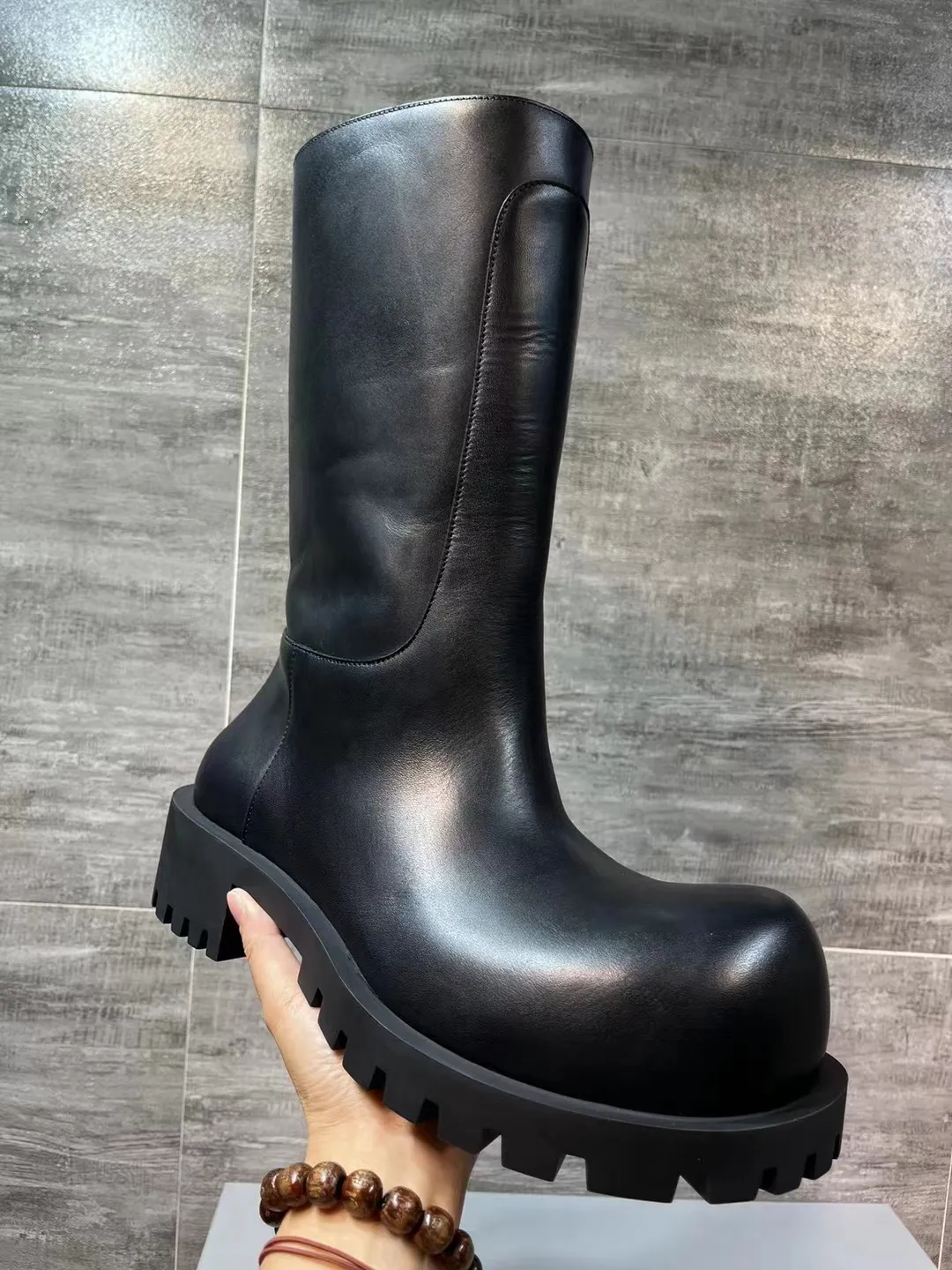 Высококачественные высокие мужские ботинки из натуральной кожи нового дизайна FW23 с большим носком