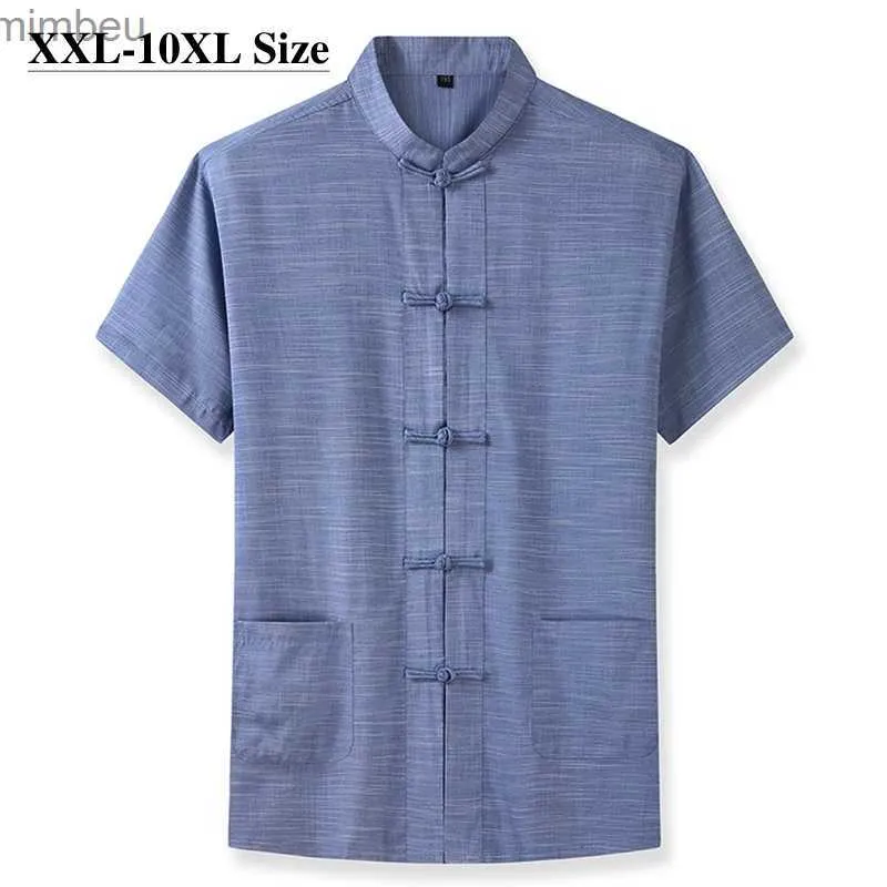 T-shirt da uomo Taglie forti 7XL 8XL 9XL 10XL Camicia a maniche corte da uomo Stile cinese Tang Suit Allentato Casual Tradizionale Kung Fu Uniforme MaleL240110