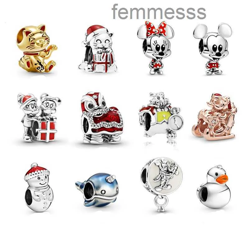 New Popular 925 Silver Charms Designer Jewelry Luxury Pendants Diy Fit Pandoras Bracelet Necklace for Woman Year Christmas Gift Cute Animal Loose Beads w