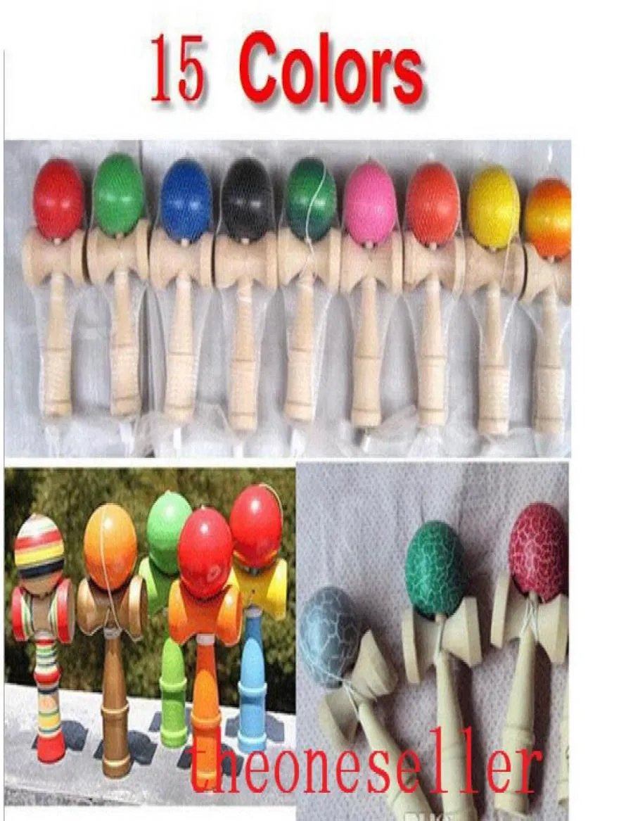 15 Colors Available 19CM Kendama Toy Japanese Traditional Wood ball Game Toy Education Gifts 200pcslot Christmas gif2865543