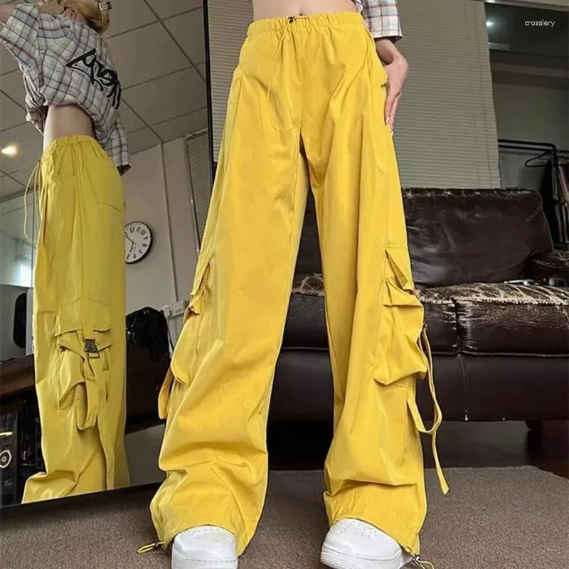 Frauen Hosen Hohe Taille Cargo Frauen Street Hip Hop Y2K Hosen Lose Beiläufige Korea Stil Multi Taschen Mode Weibliche Overalls