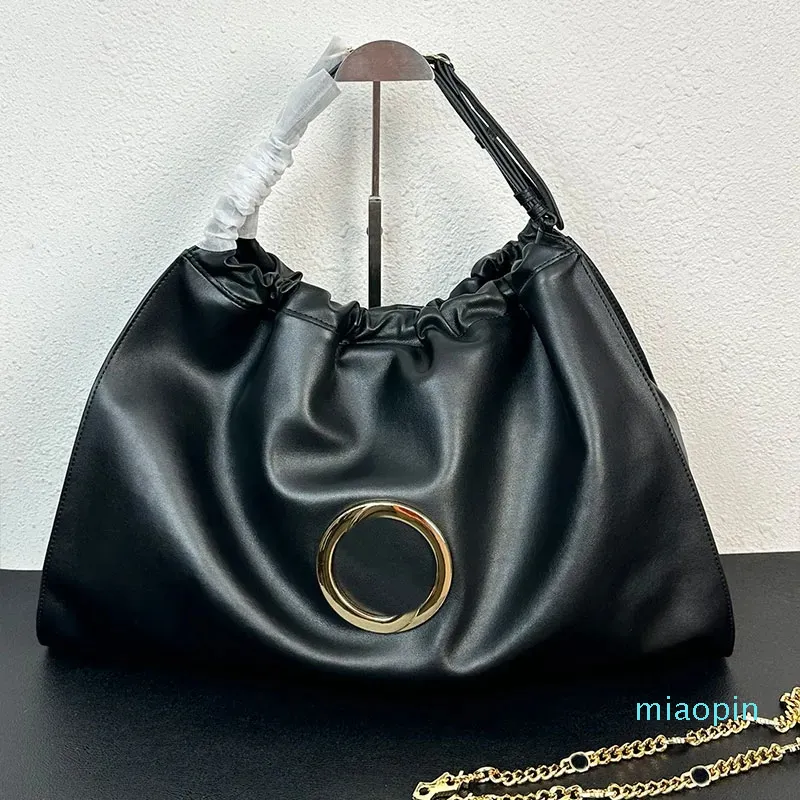 DHgate.com:Chic Black Leather Tote: Detachable Chain
