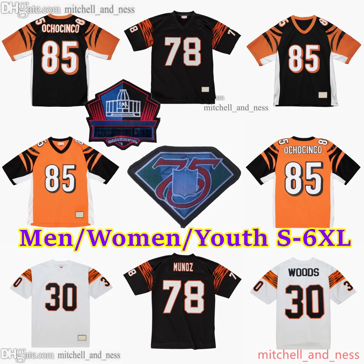 Custom S-6XL 1967-1999 Throwback Football 7 Boomer Esiason Jersey Throwback Stitch 78 Anthony Munoz 85 Chad Ochocinco 30 Ickey Woods 14 Ken Anderson 13 Ken Riley