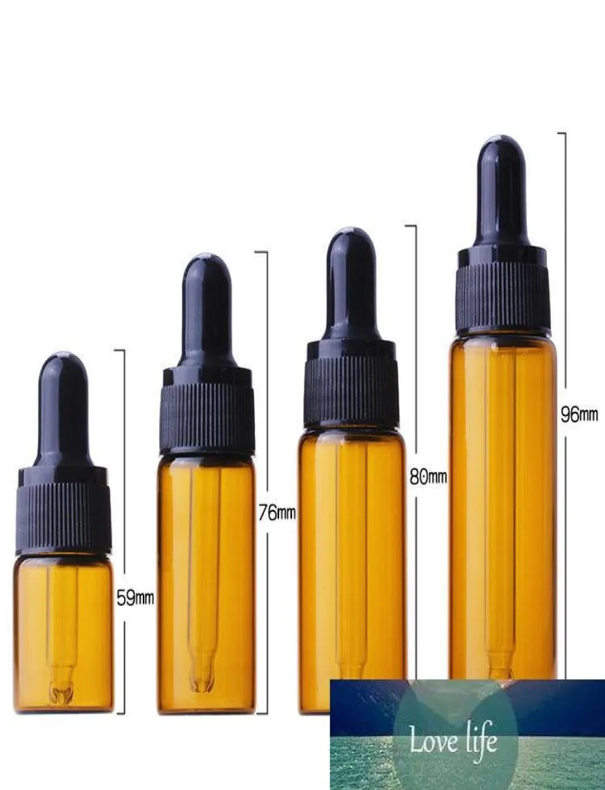 Flacons compte-gouttes d'huile essentielle en verre, 5ml, 10ml, 15ml, 20ml, avec Pipette ambre transparent, flacon de liquide électronique avec couvercles noirs, 3423178