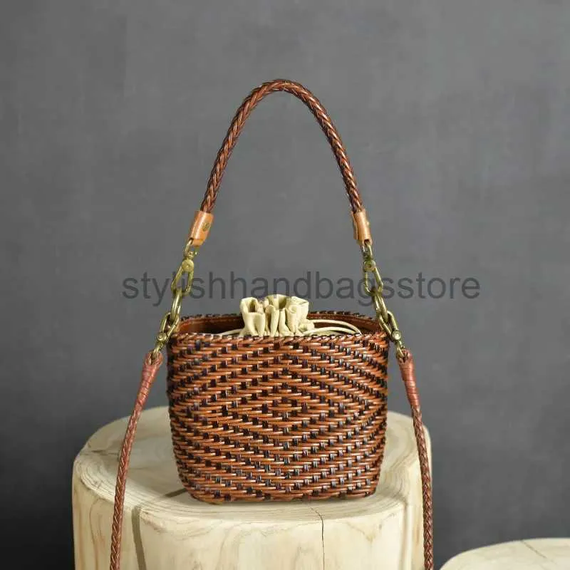 Sacs à bandoulière Sac à bandoulière pour Femme en Cuir véritable Littérature et Art Style Chinois Petit carré rétro tissé à la Main Sacs personnaliséstylishhandbagsstore