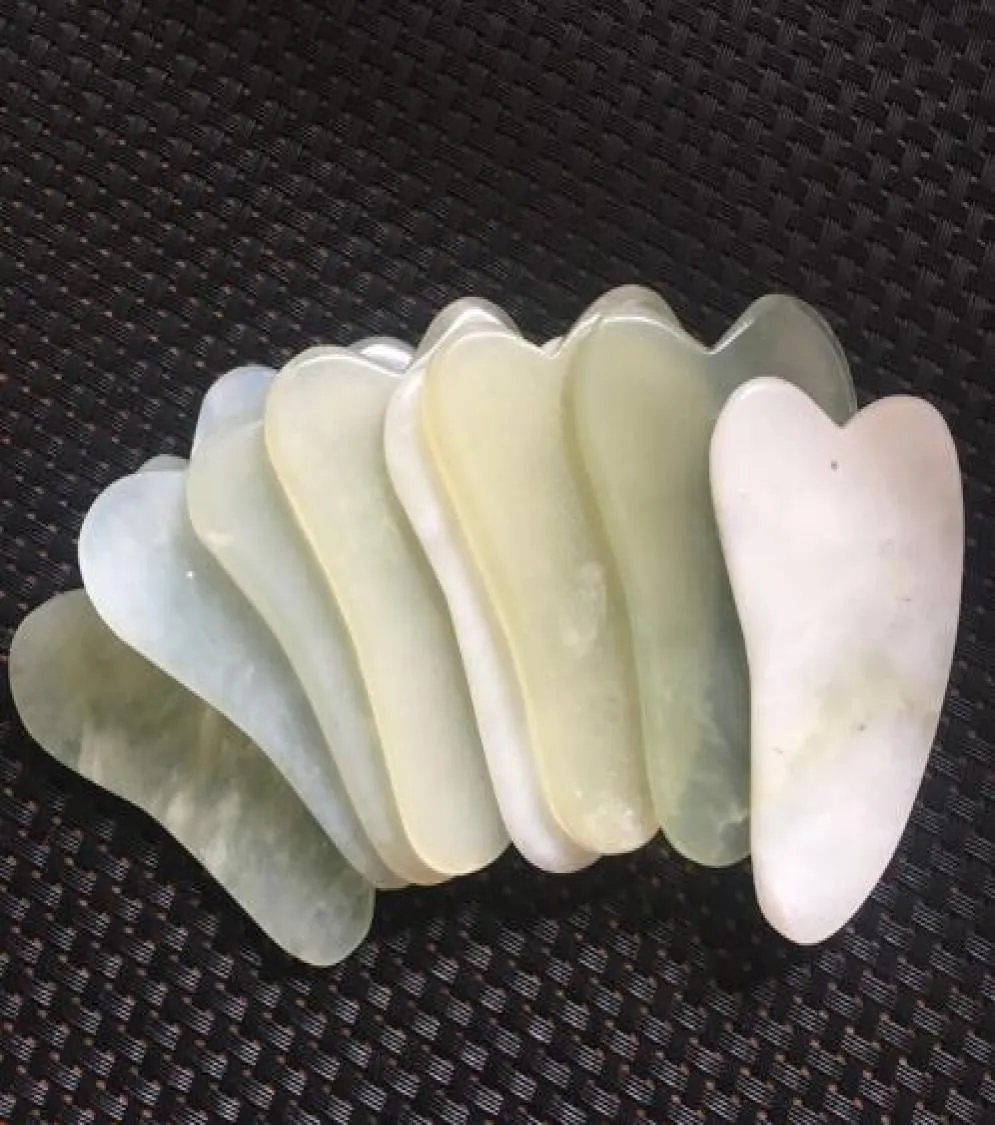 자연 Gua Sha Board Green Jade Stone Guasha Cure Acupuncture Massage Tool Body Body Case Relaintation Beauty Health Care Tool KD15388161