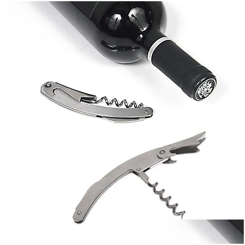 Openers 500Pcs Sea Horse Knife Foldable Mtifunction Stainless Corkscrew Hinged Waiters Wine Bottle Opener Foil Cutte Tool Za1041 Dro Dh3Mc