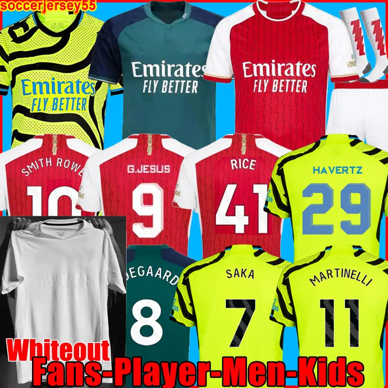 23 24 24 Saka Soccer Jersey Rice Havertz G. Jesus Smith Rowe Saliba Whiteout Wersja Martinelli Odegaard Nketiah 2023 2024 Koszula piłkarska Męs