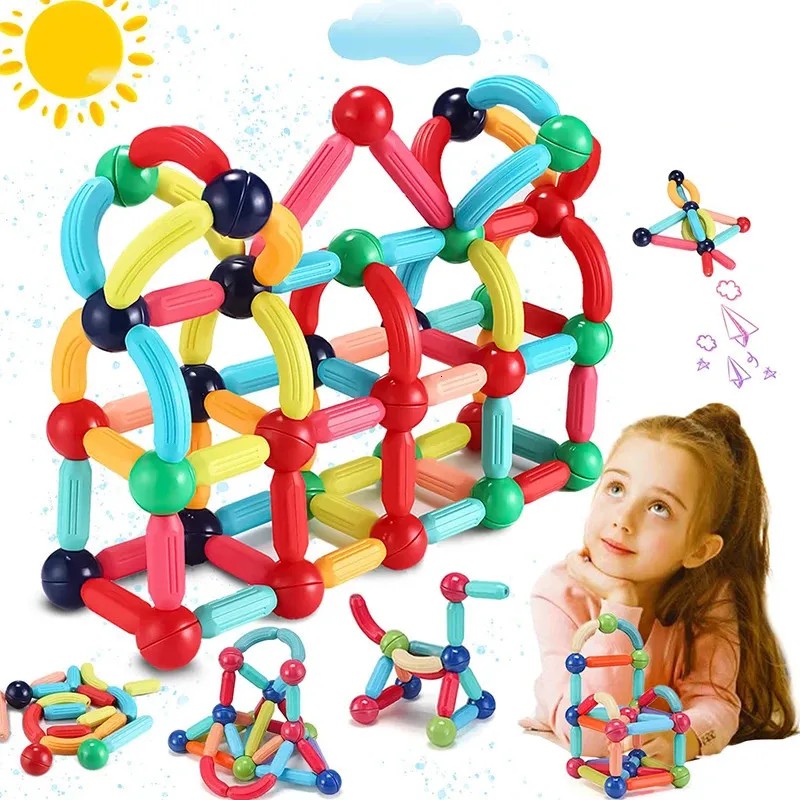 Sfere magnetiche Aste Set Bastoncini magnetici per giocattoli per bambini Blocchi di costruzione STEM Apprendimento Giochi educativi Regali per bambini 240110