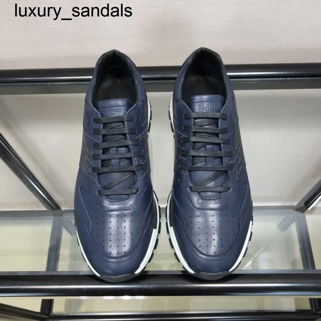 Berluti Business Chaussures en cuir Oxford Calfskin Handmade Top Qualité Venezia Perforé Respirant Poli à la main Low Top Casual Sportswq