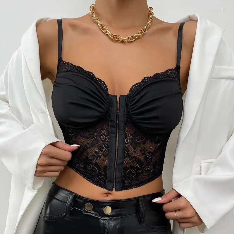 Tanques femininos com decote em v renda sexy camisola feminina preto cinta de espaguete verão camis branco transparentes senhoras magro ver através de s topos