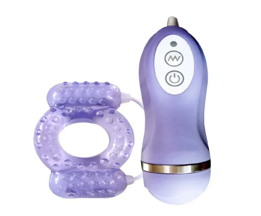 Double balle vibrante anneau de pénis double moteur retard éjaculation Clitoris stimuler vibrateurs jouets sexuels pour hommes Cock Ring8215574