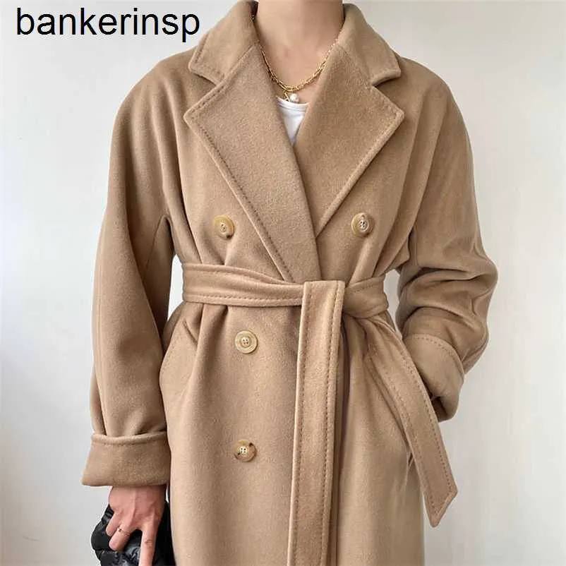 Luxury Coat Maxmaras 101801 Pure Wool Coat Stor kamelrock för kvinnors dubbelsidiga kashmir Ny mitten av ulltrockar