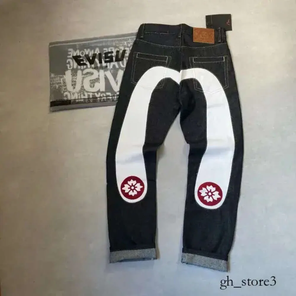 Evisus Jeans Designer Herenbroek Jeans Evisulies M-vormig borduurwerk Rechte buis Wijde pijpen broek Hip Hop Lange Rand EV Jeans Evisulies 423