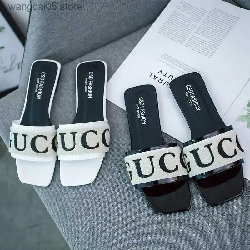 Slippers Summer Fashion Women Slides Black White Designer Brand