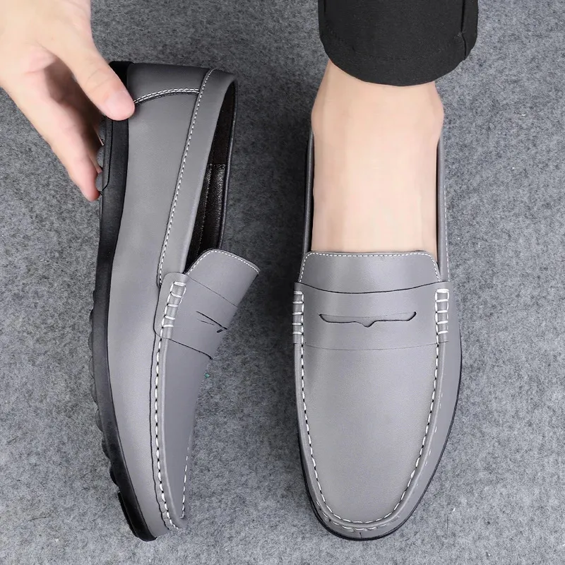 Mannen Casual Lederen Schoenen Mode Man Loafers Zacht Ademend Rijden Schoenen Comfortabele Luie Flats Comfy Bootschoenen Mocassins 240109