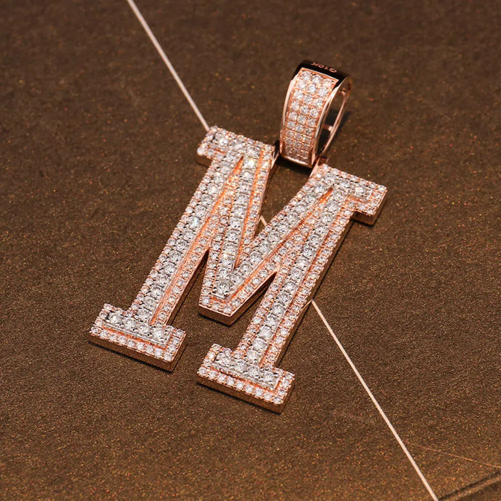 Gold Plated M Initial Pendant Necklace Hip Hop Jewelry with