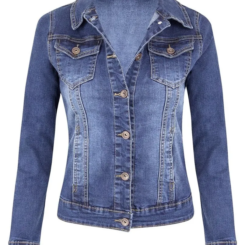 Женская джинсовая куртка с длинными рукавами, модная тонкая эластичная джинсовая куртка, пальто, весна-осень, женская одежда, S-2XL, поступление 240104