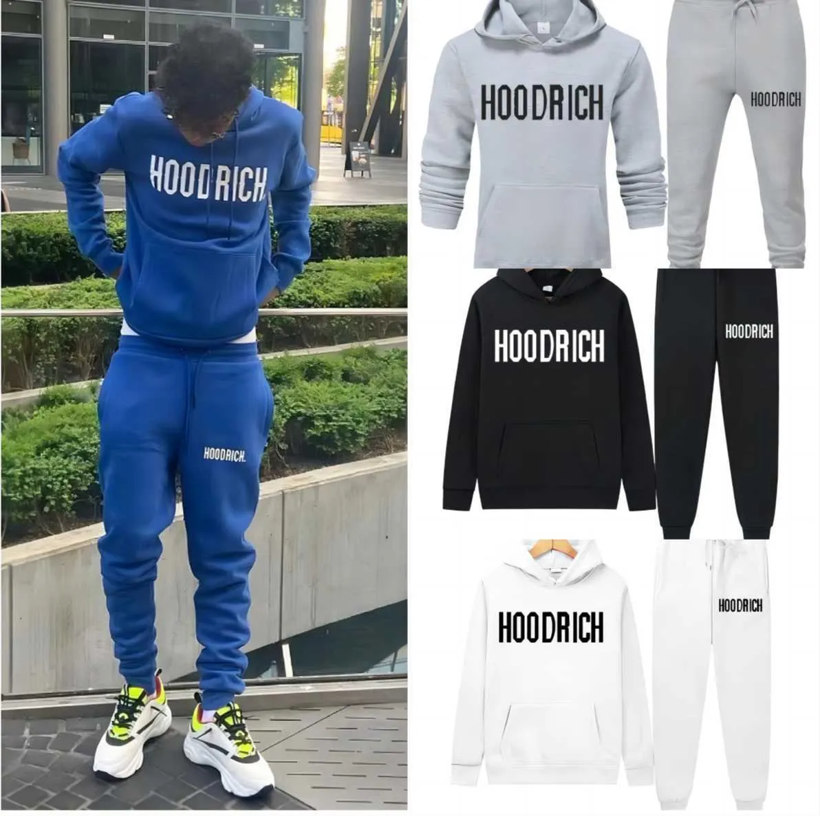 Designer-Kleidung Herren Hoodies Sweatshirts 2023 Wintersport Hoodie für Männer Hoodrich Trainingsanzug Brief Handtuch bestickt Sweatshirt bunt blau solide yh